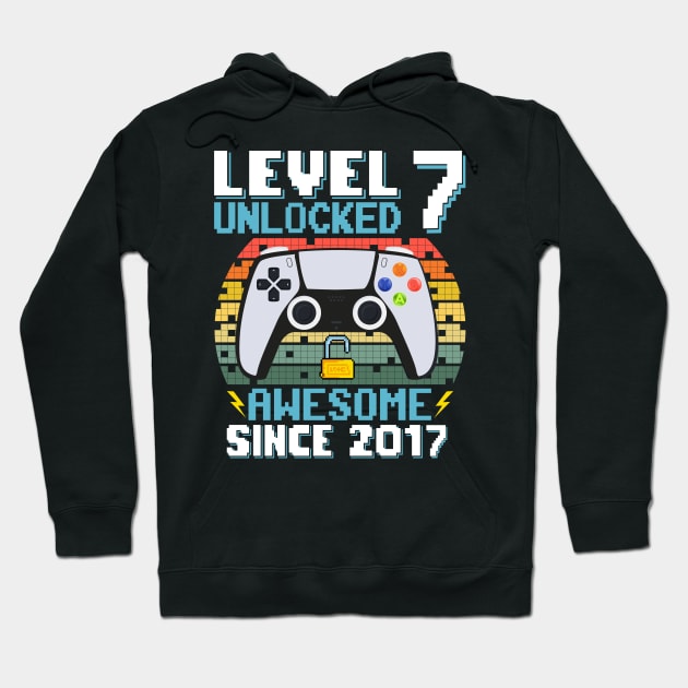 Level 7 Unlocked Awesome Since 2017 Hoodie by Asg Design